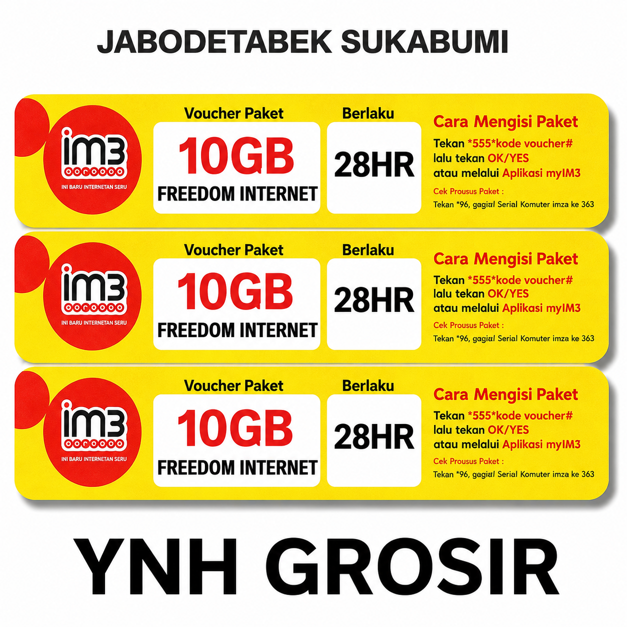 Voucher Indosat FREEDOM INTERNET 10GB 28HR JABODETABEK SUKABUMI